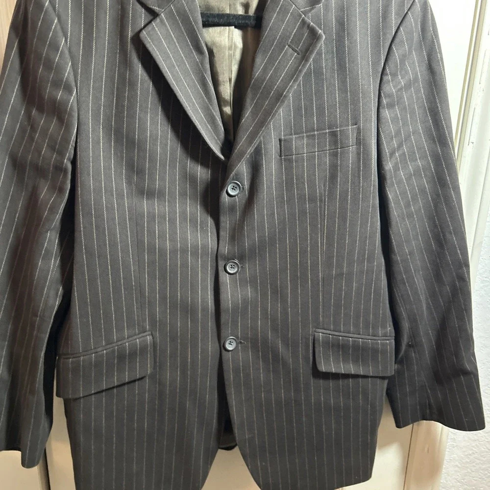 Banana Republic Tailored 3 Button Striped Blazer 42S Cotton Jacket‎